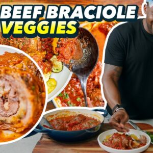 Lean Beef Braciole Recipe Over Veggies