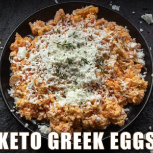 Keto Greek Scrambled Eggs - An EPIC dish of Eggs cooked in tomato
