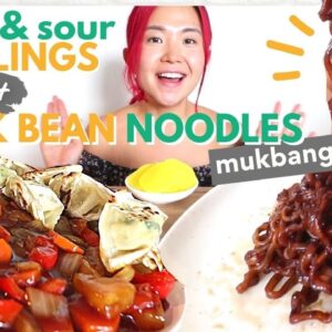 Sweet & Sour Dumplings RECIPE + Jjajangmyeon (Black Bean Noodles) MUKBANG / Munching Mondays Ep.100