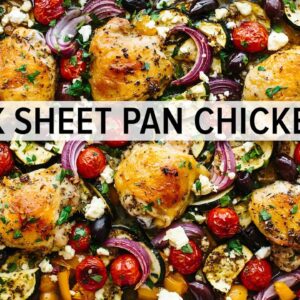 SHEET PAN CHICKEN DINNER | loaded with Greek & Mediterranean flavors!