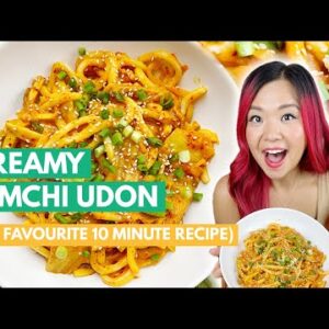 Creamy Kimchi Noodles Recipe (My Go To 10 Minute Vegan Meal!)