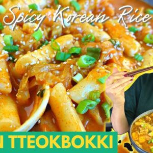 Vegan TTEOKBOKKI Spicy Korean Rice Cakes Recipe (Authentic Korean Street Food)