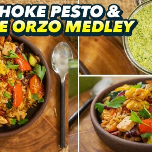 Quick Artichoke Pesto and Veggie Orzo Medley
