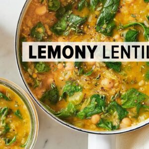 LEMONY LENTIL & CHICKPEA SOUP | from my healthy meal prep cookbook!