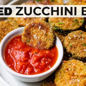 ZUCCHINI CHIPS | baked & breaded, healthy snack idea!